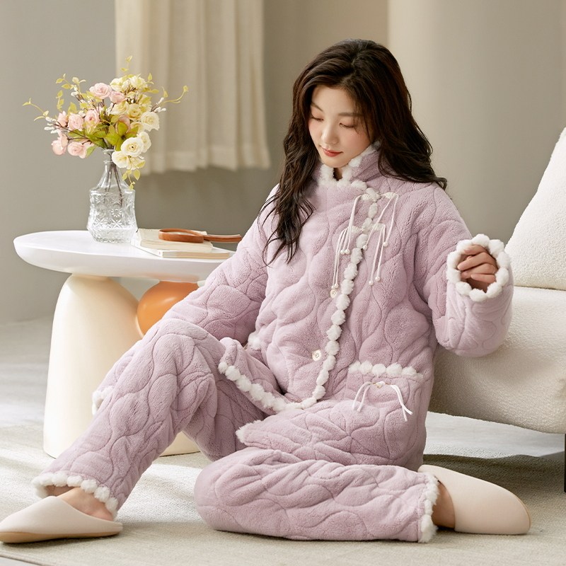 睡衣女夹棉立领家居服