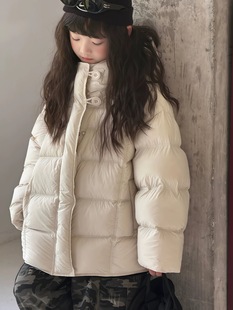 韩国童装2025冬新款羽绒服加厚中大童90白鸭绒男女童保暖时尚外套