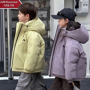 韩版童装羽绒服2025冬季新款男女童加厚工装洋气90绒外套防水防风