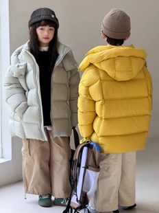 韩国儿童羽绒服2025冬新款加厚中大童90白鸭绒洋气男女童连帽外套
