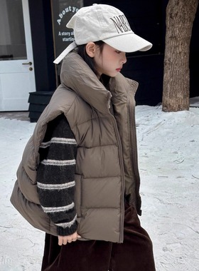 韩国童装羽绒马甲2025冬季新款儿童90白鸭绒加厚保暖立领羽绒马甲