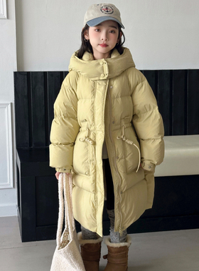 韩国儿童羽绒服长款过膝冬季新款女童中大童抗寒加厚90白鸭绒外套