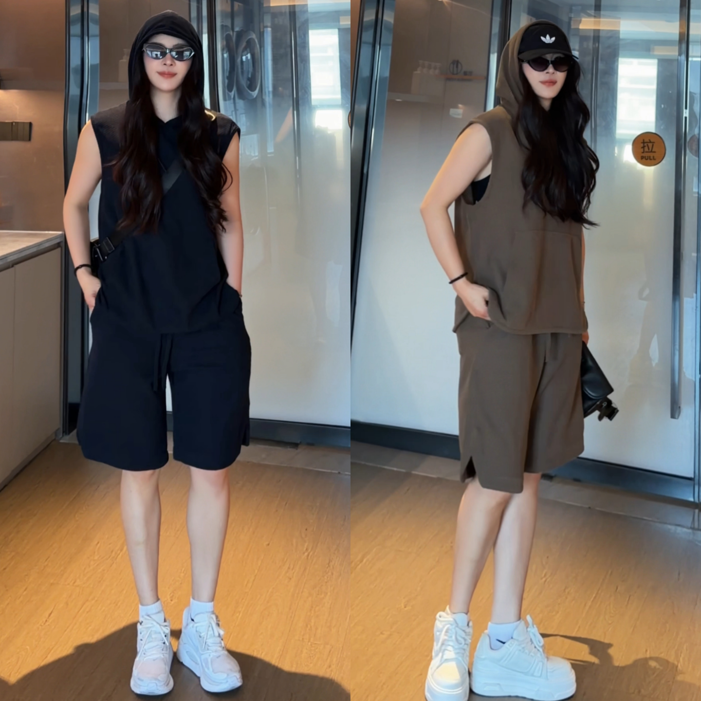 夏季简约纯色休闲套装男款无袖背心短裤运动两件套时尚宽松高品质