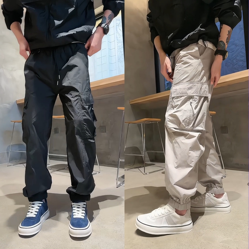 夏季男士复古轻薄透气束脚工装裤