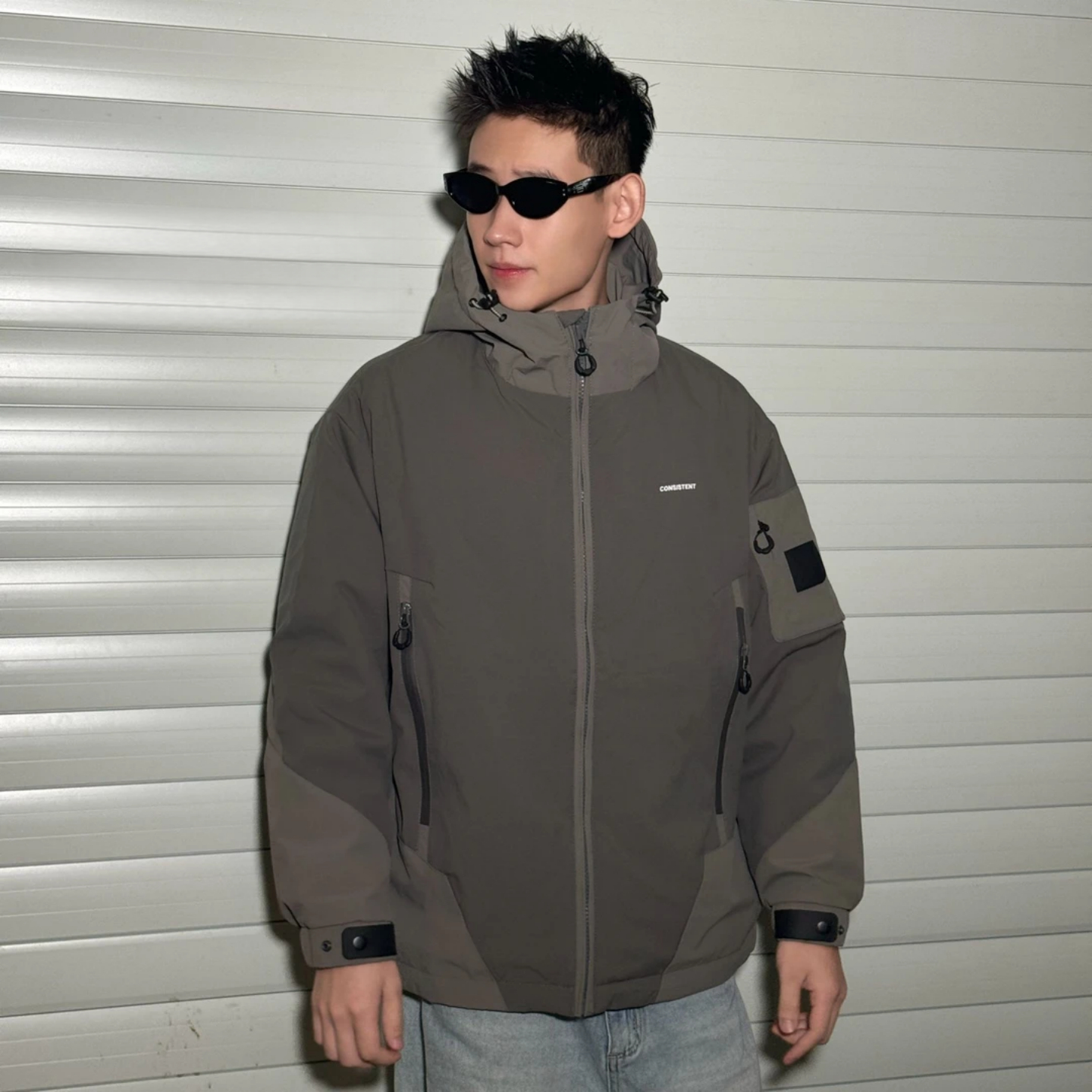 冬季新款户外山系连帽冲锋衣棉服外套男士时尚潮流休闲百搭高级感