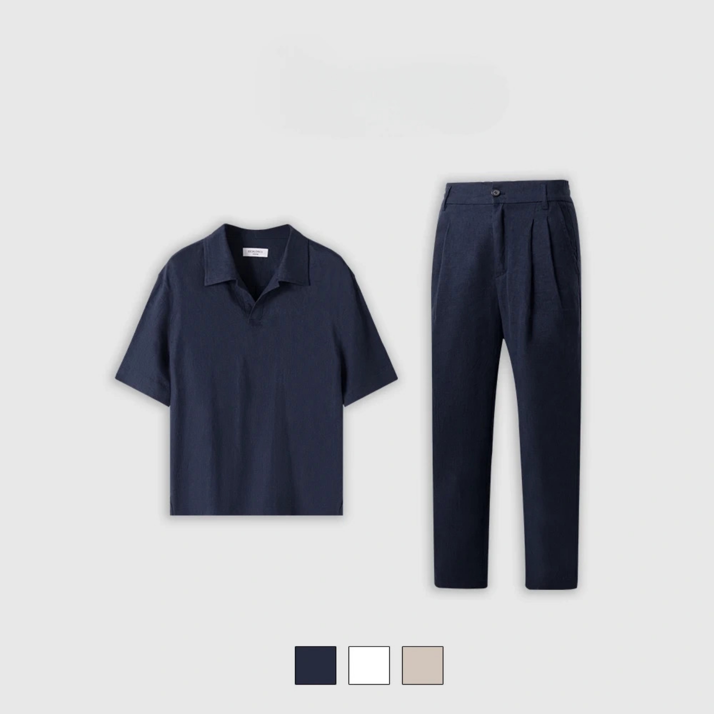 早秋新款时尚休闲高级感轻奢老钱风百搭透气短袖衬衫套装男女同款