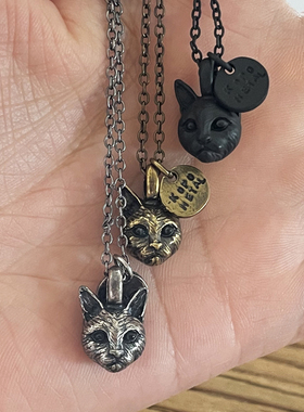 KOPO METAL小猫咪项链女台湾手工配饰品立体猫头造型学生情侣礼物