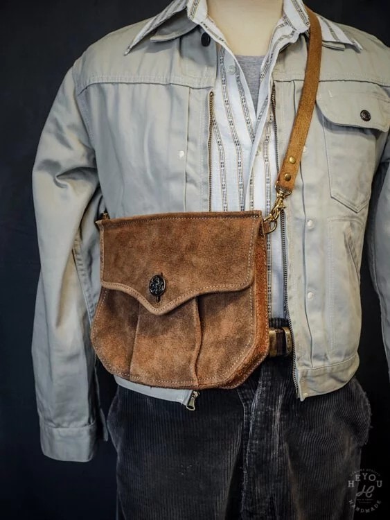 台湾Heyou复古植鞣反皮狩猎包斜挎单肩包男手工休闲户外通勤背包