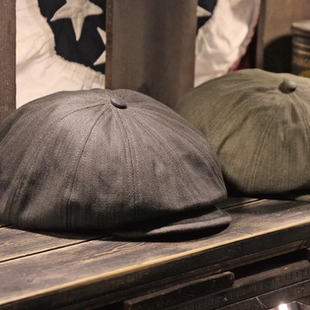 台湾metalize美式复古人字纹报童帽男Type2画家帽八角帽硬汉帽子