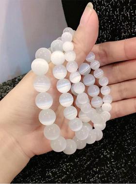 天然猫眼石白色水晶手链
