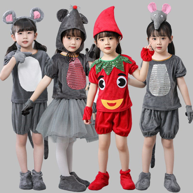 儿童小老鼠演出服老鼠吃辣椒动物服幼儿园老鼠舞蹈纱裙老鼠表演服