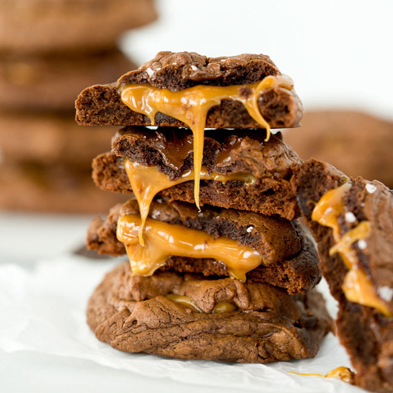 苏米兰海盐爆浆巧克力焦糖夹心流心软心曲奇 手作无添加 零食西点