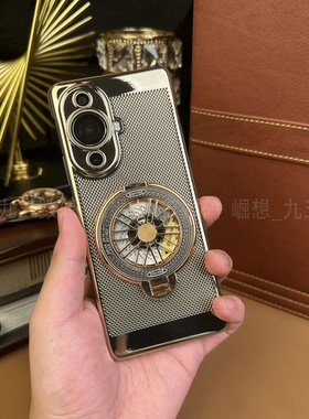 适用华为nova11pro手机壳解压陀螺支架13/14带高清镜头膜电镀网格散热壳NOVA12PRO高级感小众男女简约保护壳