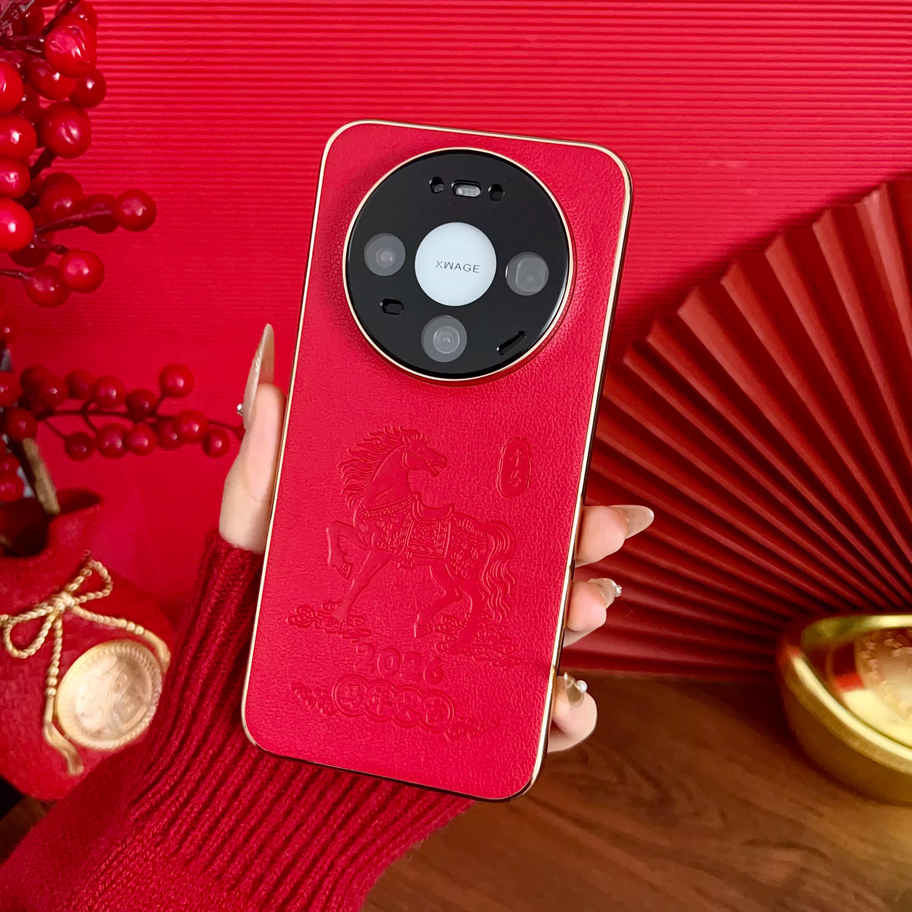 2026马年大吉适用华为mate80RS手机壳新款电镀边框80pro精孔镜头素皮全包防摔保护套70/60男女新年款喜庆外壳