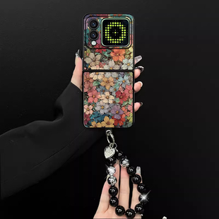 繁花如织小羊皮折叠壳适用华为novaflip手机壳pocket2新款独特好看ins风防摔保护套magicvflip女款带手链外壳