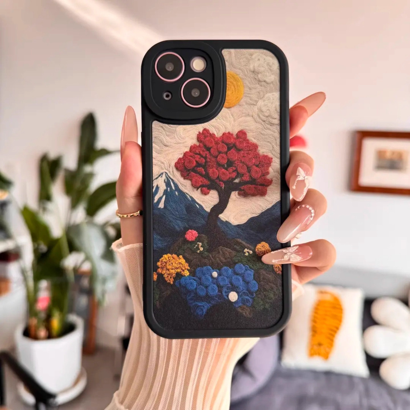 繁花【黑边】适用苹果vivo华为荣耀oppo小米17手机壳iPhone17promax新款高级感巨好看保护套mate70带挂绳外壳