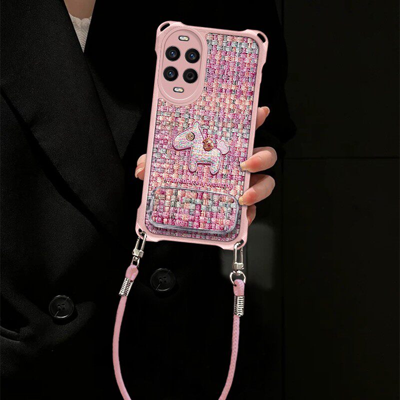 编织小马四角挂绳皮纹适用华为nova15pro手机壳nova14pro新款全包防摔保护套13/12/11/10女生带挂绳手机套