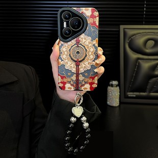 网红复古山鬼花钱小羊皮适用华为pura70手机壳pura80pro新款高级感小众不撞款保护套p60情侣款超好看新品外壳