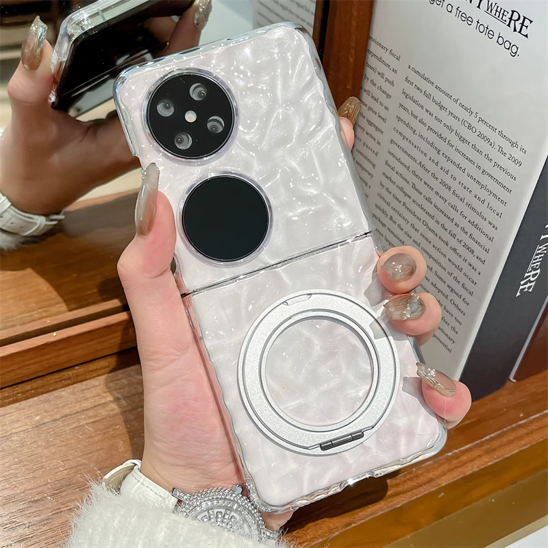 透明水波纹适用华为pocket2手机壳p50pocket新款高级感2025网红爆款外壳pocketS全包防摔创意支架磁吸保护套