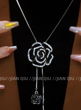 精致丽人山茶花秋冬时尚毛衣链