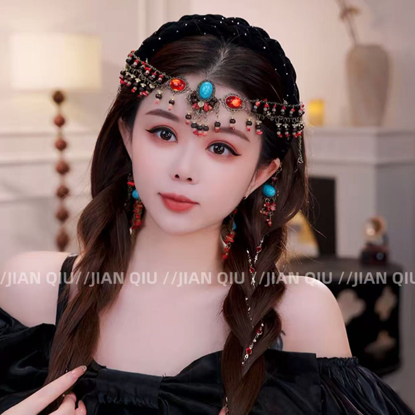 复古异域风气质民族风发箍新款高级感流苏汉服个性头链子发饰发夹