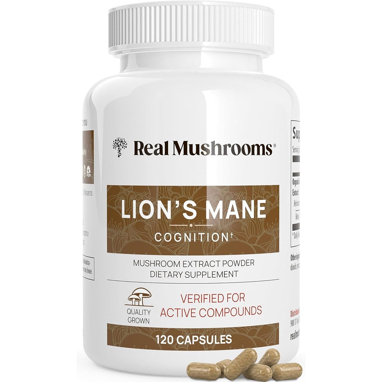 美国代购Real Mushrooms Lions Mane Capsules Organic Lions