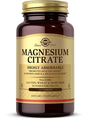 美国代购Solgar Magnesium Citrate120 Promotes