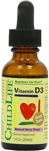 美国代购Child Life Vitamin D3, Berry Flavor, Glass Bottlea