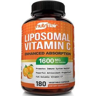 美国代购NutriFlair Liposomal Vitamin C 1600mg, 180 Capsules