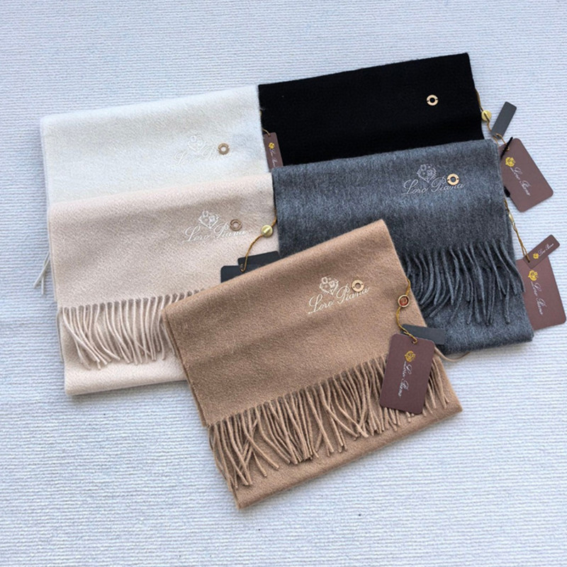 纯原loro*piana时尚水波纹羊绒刺绣保暖围巾lp百搭舒适披肩围脖女