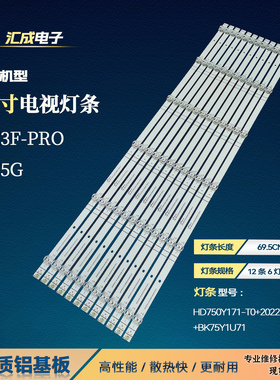 适用海信75E3F-PRO 75E5G灯条HD750Y171-T0+202272401+BK75Y1U71