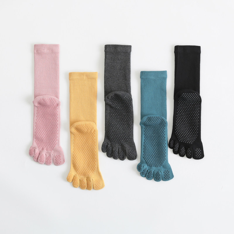 原厂瑜伽袜子防滑专业女中筒分趾初学者健身普拉提舞蹈运动五指袜