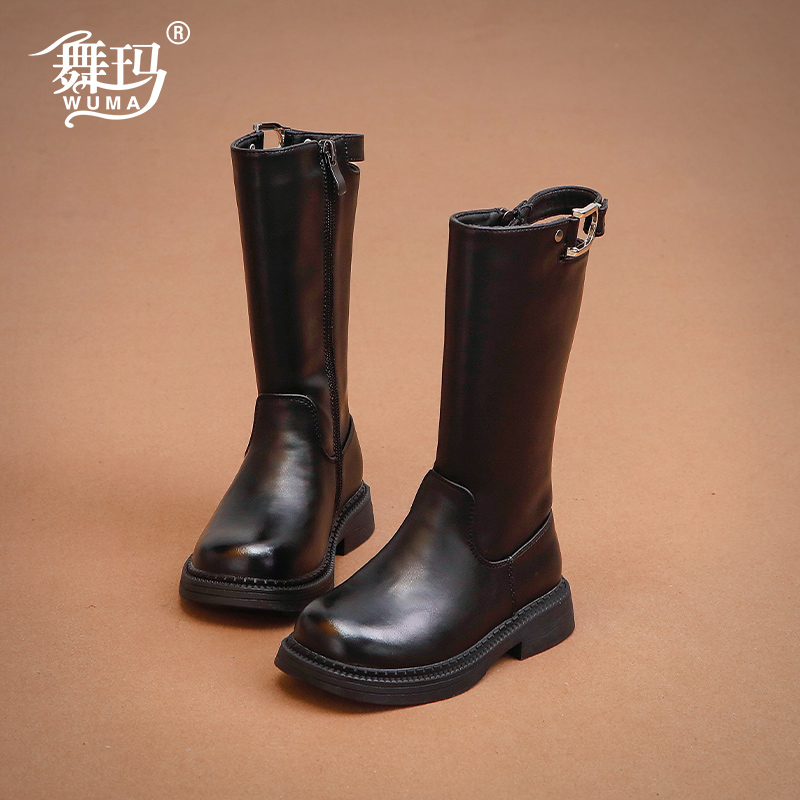 442313儿童高筒靴女童靴子2025新款冬季女孩加绒保暖长筒宝宝时