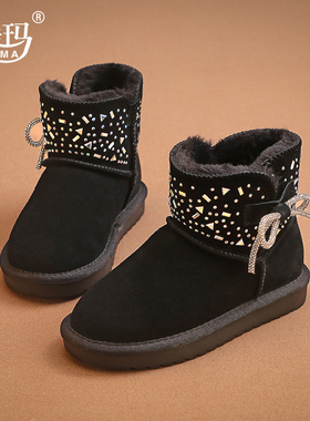 224397 儿童雪地靴女童2022年冬季棉鞋保暖加绒加厚
