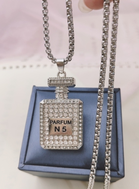 小香风香水瓶长款毛衣链女配饰品