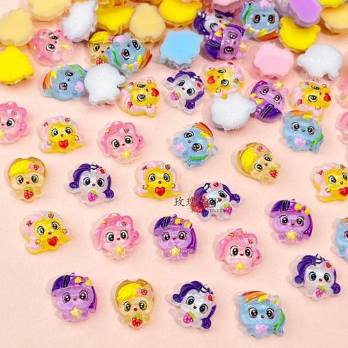 立体爱心小马宝莉公仔美甲饰品立体卡通指甲钻饰独角兽穿戴甲贴片
