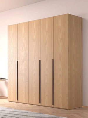 全实木衣柜家用卧室橡木收纳柜子平开门原木风现代简约北欧大衣橱