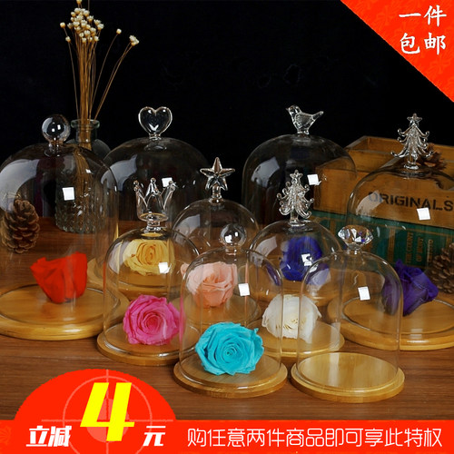 母亲节永生花玻璃罩花房粘土手办古玩工艺品盲盒防尘罩香薰蜡烛罩 - 封面