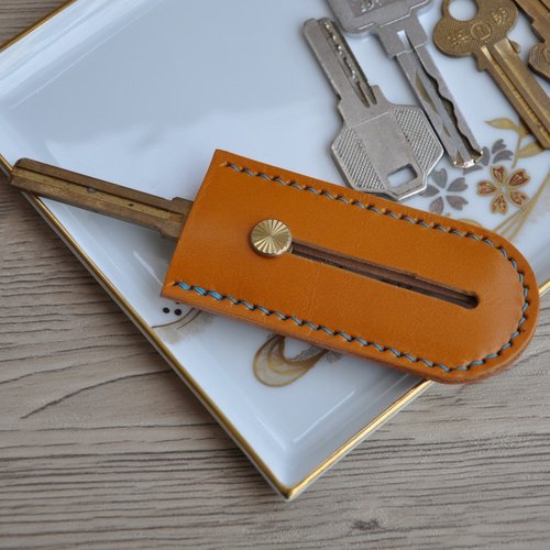 素彩轩钥匙收纳包牛皮手作单支