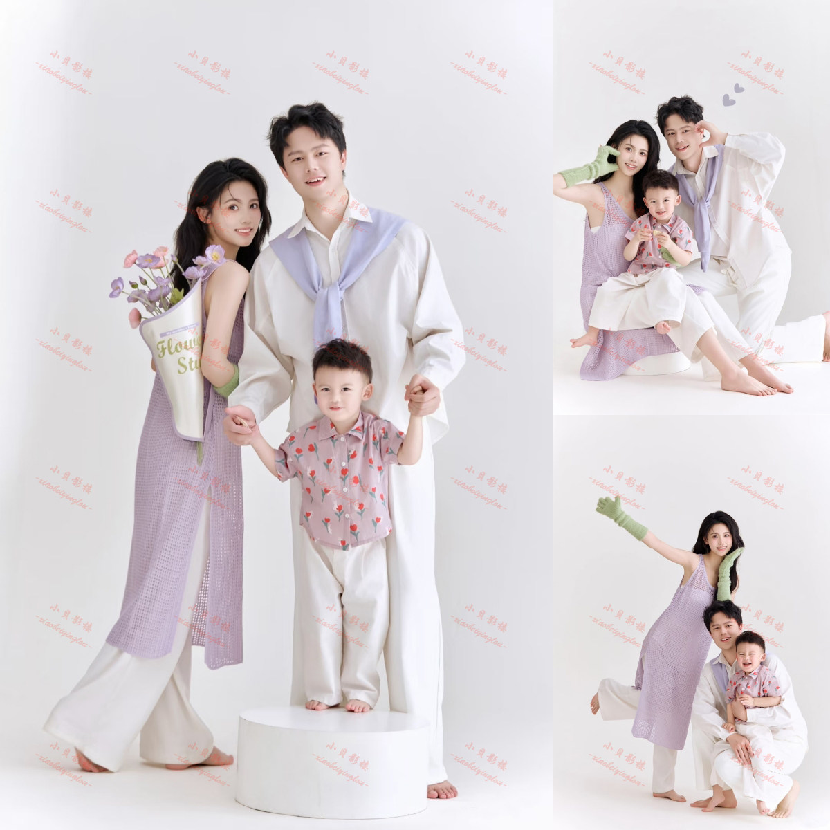 影楼拍照衣服一家三口套装写真照