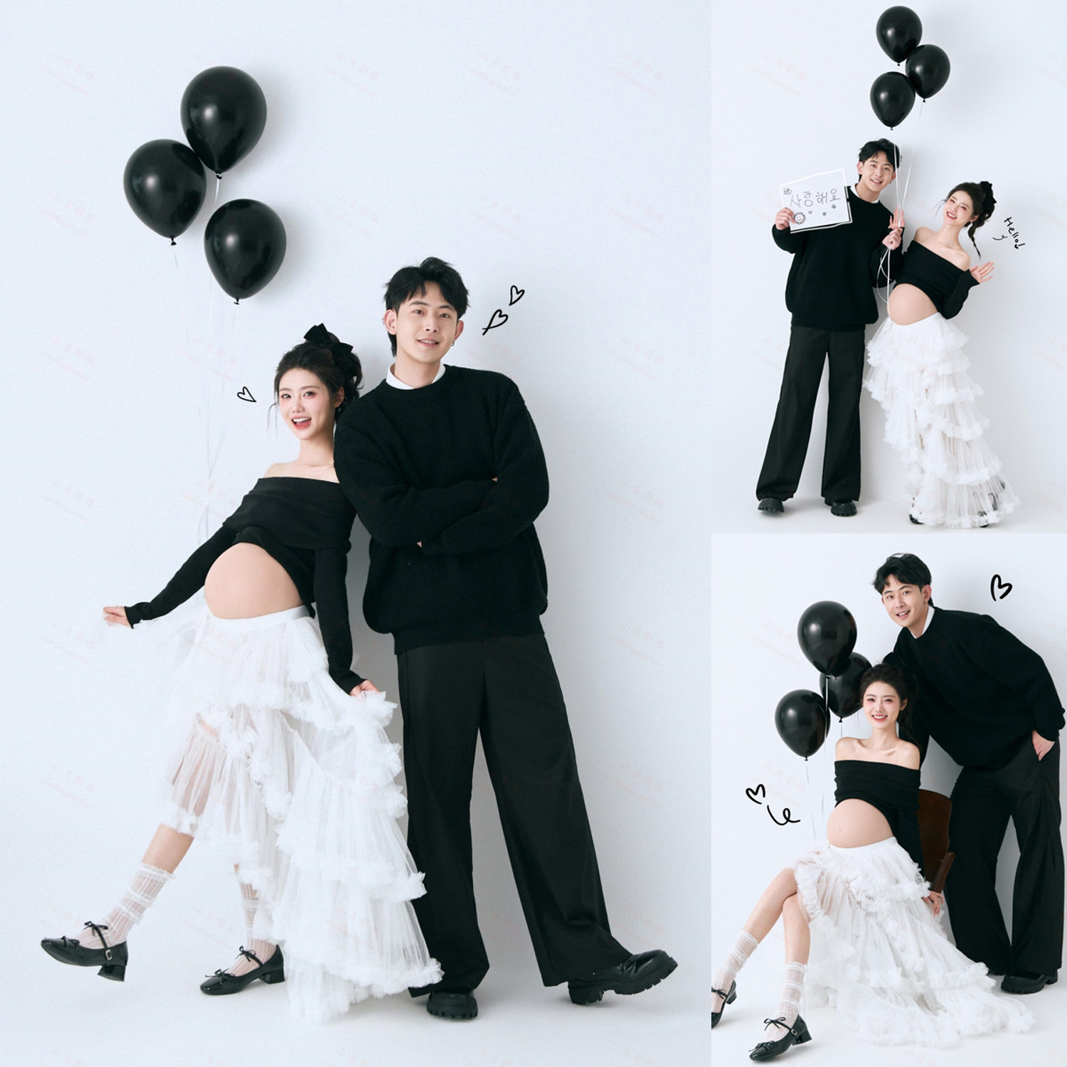情侣服装气质甜美感孕妈咪大肚照