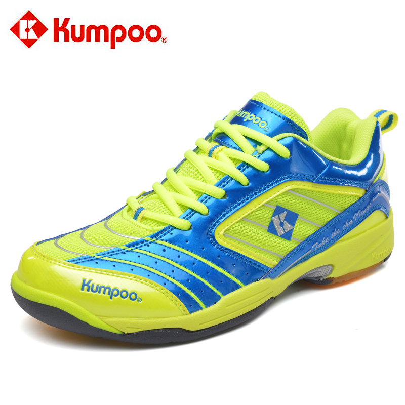 Chaussures de Badminton enfant KUMPOO KH-23A bleu / vert fluorescent - Ref 849038 Image 2