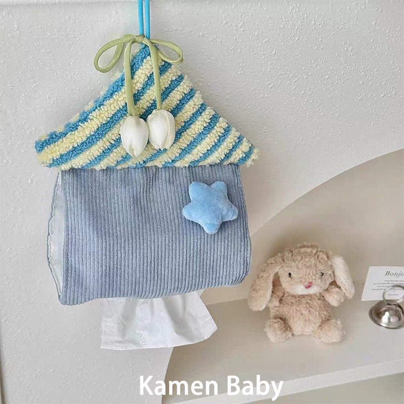 创意可爱悬挂式小房子纸巾袋布艺