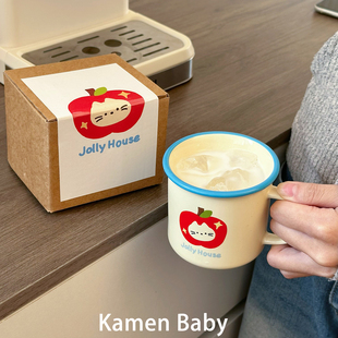 自制 原创苹果猫咪杯子马克杯女生家用喝水杯早餐杯ins创意陶瓷杯