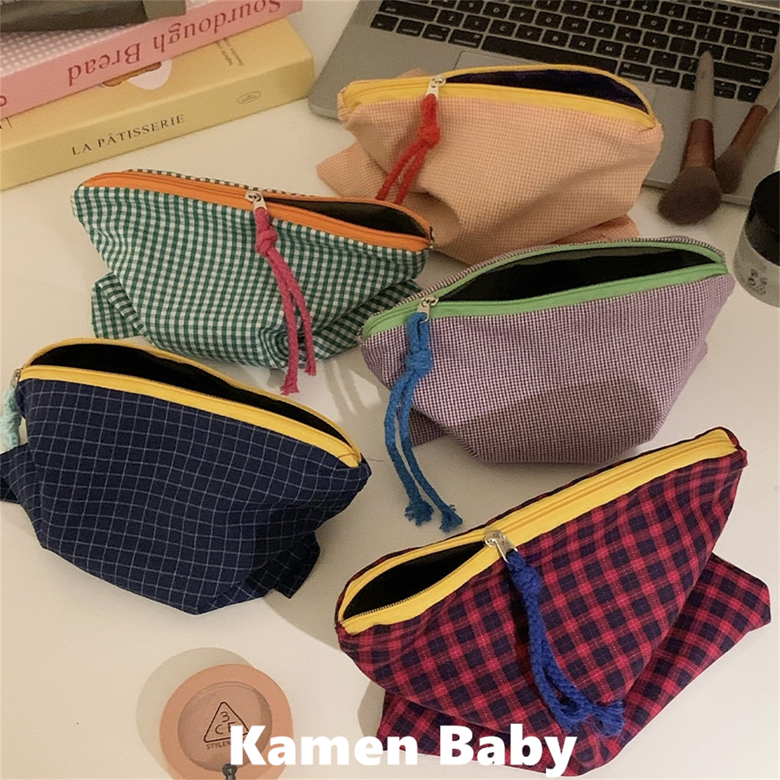 撞色格子化妆包女便携大容量出差旅行化妆品收纳包ins风小洗漱包,收纳整理,化妆包,淘宝优惠券,粉丝福利购,淘宝优惠卷