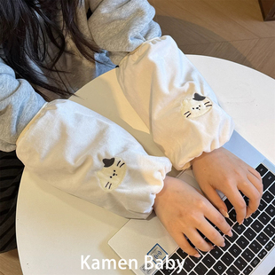 可爱猫咪袖套女2025新款冬季成人上班耐脏耐磨防污羽绒服护袖手袖