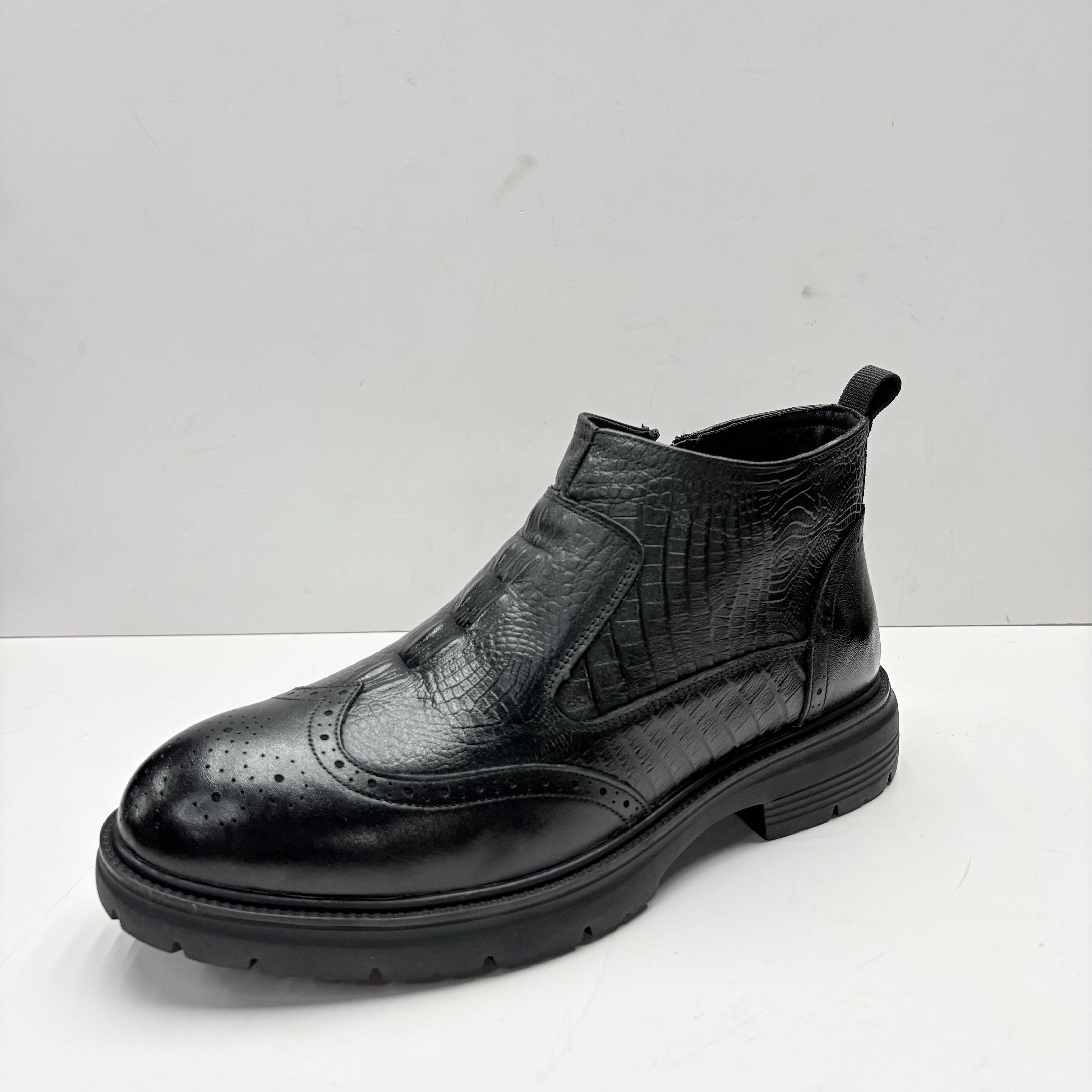 6210马丁靴男款英伦风冬季加绒保暖中帮切尔西靴头层牛皮橡胶底