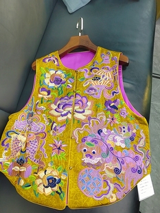 2025新款新中式国风非遗苏绣撞色宋锦马甲女款秋冬季新款