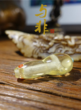 天然琥珀复古镶嵌红宝石佛头