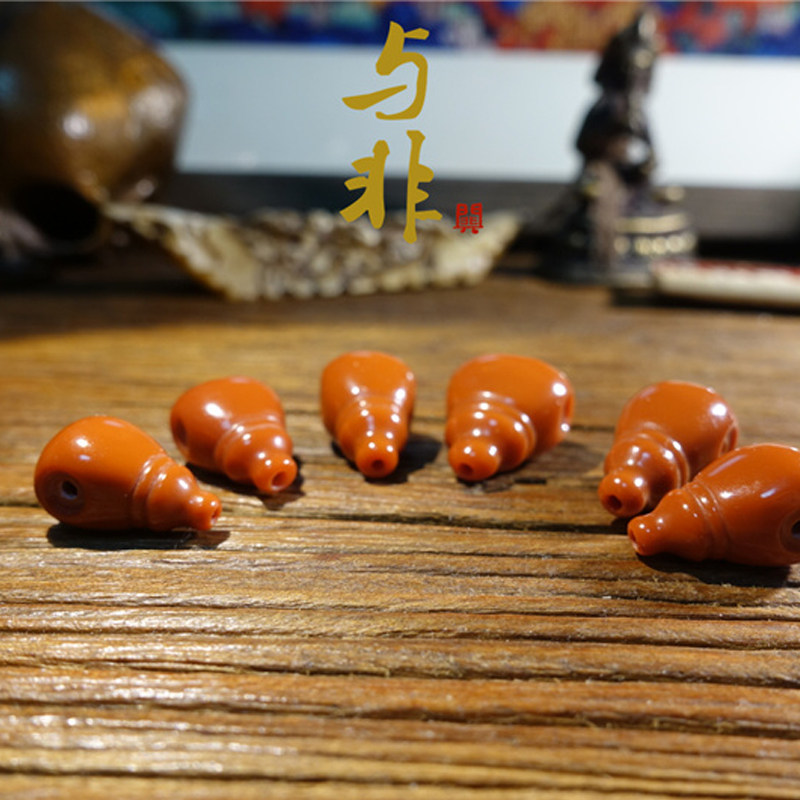 与非先生天然南红玛瑙满肉藏式一体奶嘴马奶佛头三通佛珠手串配饰